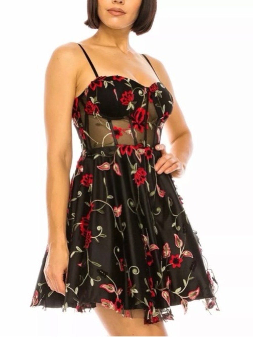 B Darlin Floral Embroidered Corset
Fit & Flare Dress Size 9/10